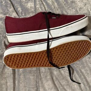 Vans Maroon Canvas Shoes with White and Gum Sole